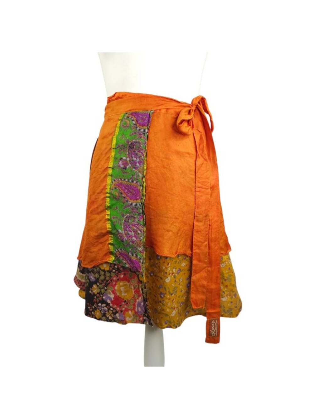 Kariza Vintage Wrap Skirt OSFM Silk Blend Boho Indie Fairycore Micro Mini Skirt